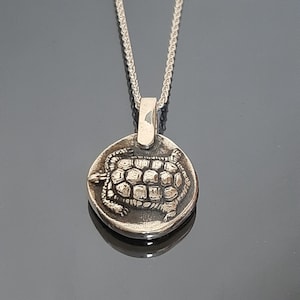 Sterling Silver Sea Turtle Coin Pendant: Ancient Greek Aegina Replica, solid two-faced coin