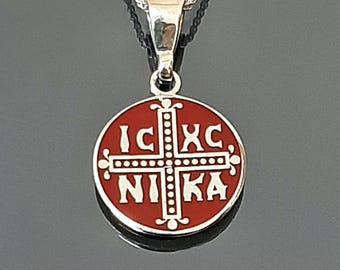 Christian Byzantine Silver Pendant IC XC NIKA (Adjustable Chain)