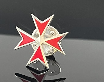 Red Templar Cross Sterling Silver Lapel Pin: Masonic Scottish Rite