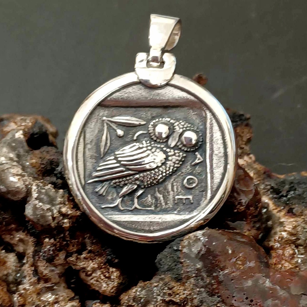 Pendentif Hiboux En Argent Sterling 925 - Antique - Très Belle Finition - Neuf