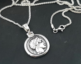 Athena Goddess Coin Pendant - Greek Tetradrachm Replica, Sterling Silver Museum copy
