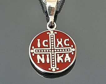 Orthodox gift,  Sterling silver pendant, Christian faith pendant, IC.XC. NIKA necklace , religious necklace, Byzantine pendant, Mom's gift.