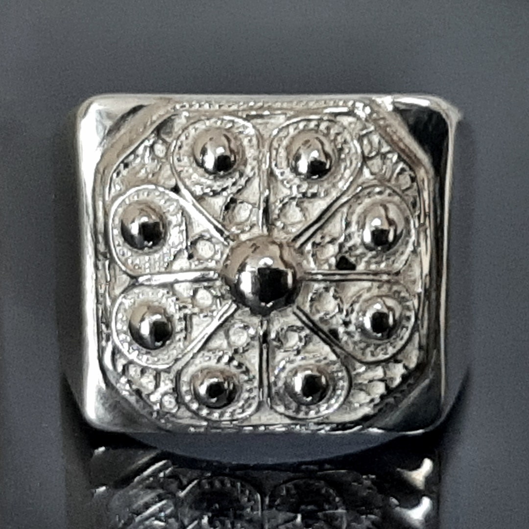 Greek Rodakas Ring: Handmade Sterling Silver, Traditional Design - Etsy