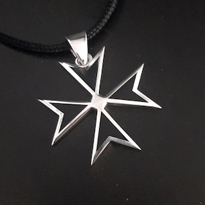 Black Templar cross, 25mm Malta cross, Sterling silver cross, Black cross, Masonic templar cross, Crusader cross, Knight&#39;s Templar cross.