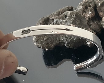 Exceptional plain Arrow cuff, an adjustable men's cuff bracelet, a handcrafted Greek Jewelry sterling silver cuff, silver arrow bangle.