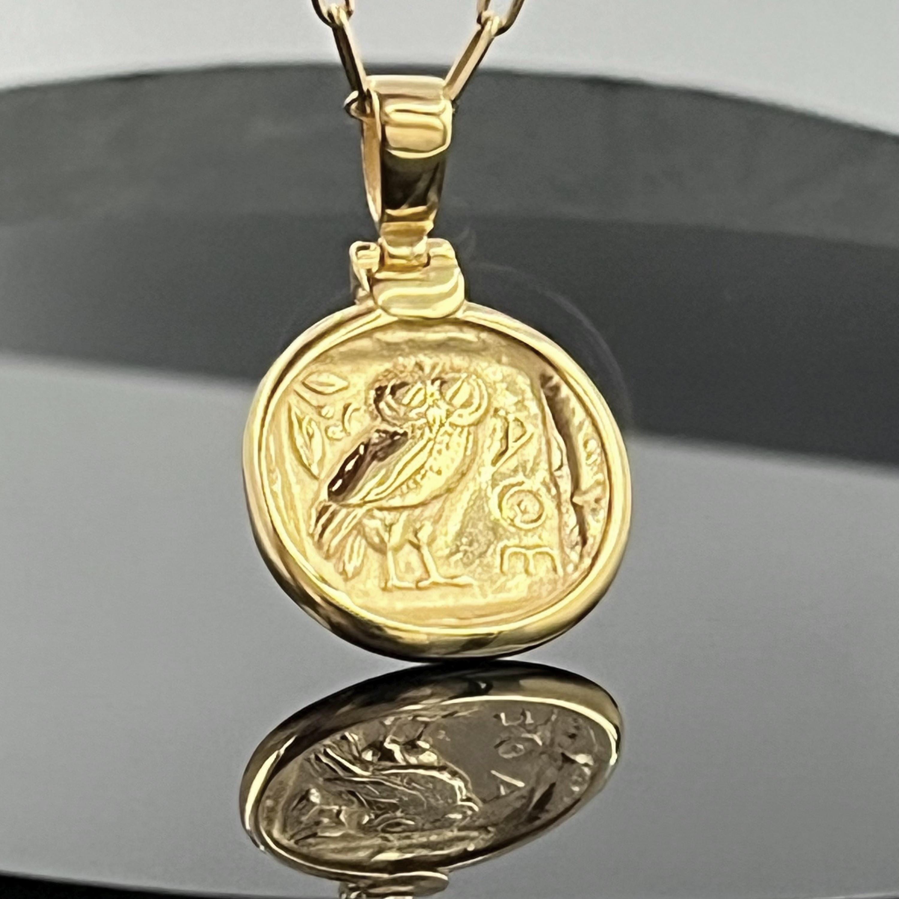 アテナ・アウルコインネックレス：ギリシャ・テトラドラクマ、スターリングシルバーレプリカ - Etsy 日本