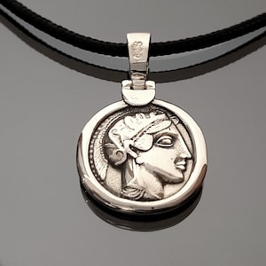 Atena old Tetradrachm, ancient Greek coin, alte münzen, Tetradrachme,  Museum copy, Owl Greek coin,  sterling silver coin, Mom&#39;s gift.