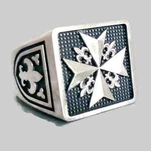 Templar Cross ring, Free Mason ring, sterling silver men ring, Medieval Templar ring, Knight's Templar ring, Scottish Rite ring, Dad's gift.