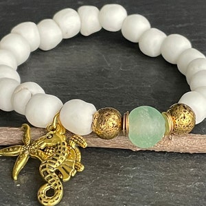 Boho beach Bracelet;Sea glass bracelet; African glass bracelet; Sea horse bracelet; Turtle bracelet, Starfish Bracelet, Charm bracelet