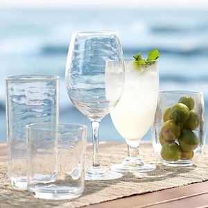 Clear Acrylic Glassware, Outdoor Drinkware, Set of 6 Tumblers (Highball Glasses)