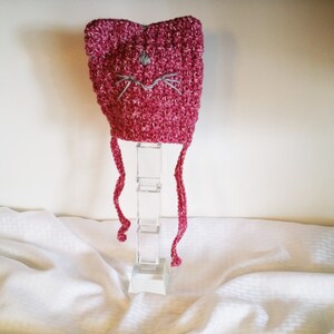 Knit Cat Hat with Ties. Warm, Friendly, Sweet