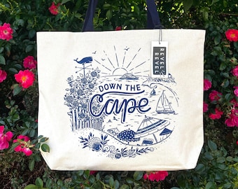 Down the Cape - cotton canvas tote bag - Made in USA
