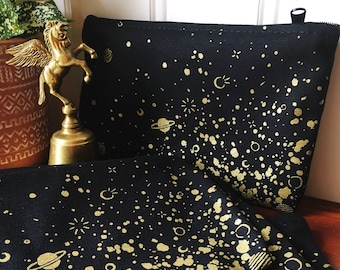 Space Splatter - cotton canvas zip pouch