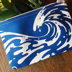 Tidal Wave - cotton canvas zip pouch