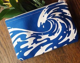 Tidal Wave - cotton canvas zip pouch