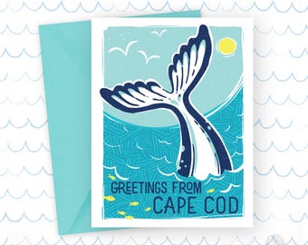 Greetings from the Cape Cod Whale • single card