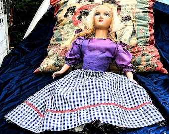 Vintage CREEPY BOUDOIR Doll: Hard Plastic, Stuffed Halloween Prop Gothic Oddity