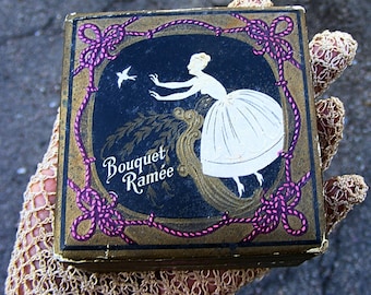 1920s Face Powder Embossed Box Harmony of Boston Bouquet Ramee "Flesh": Empty, Art Deco