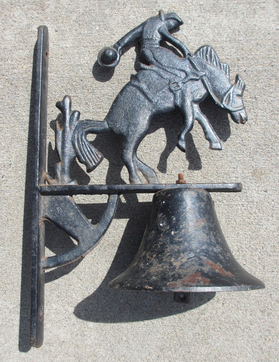 Antique Cast Iron Bell Cowboy On A Bucking Bronco Southwest Etsy