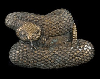 Vintage Rattlesnake Coiled Rattle Snake Rattler Animal Art Artwork Belt Buckle