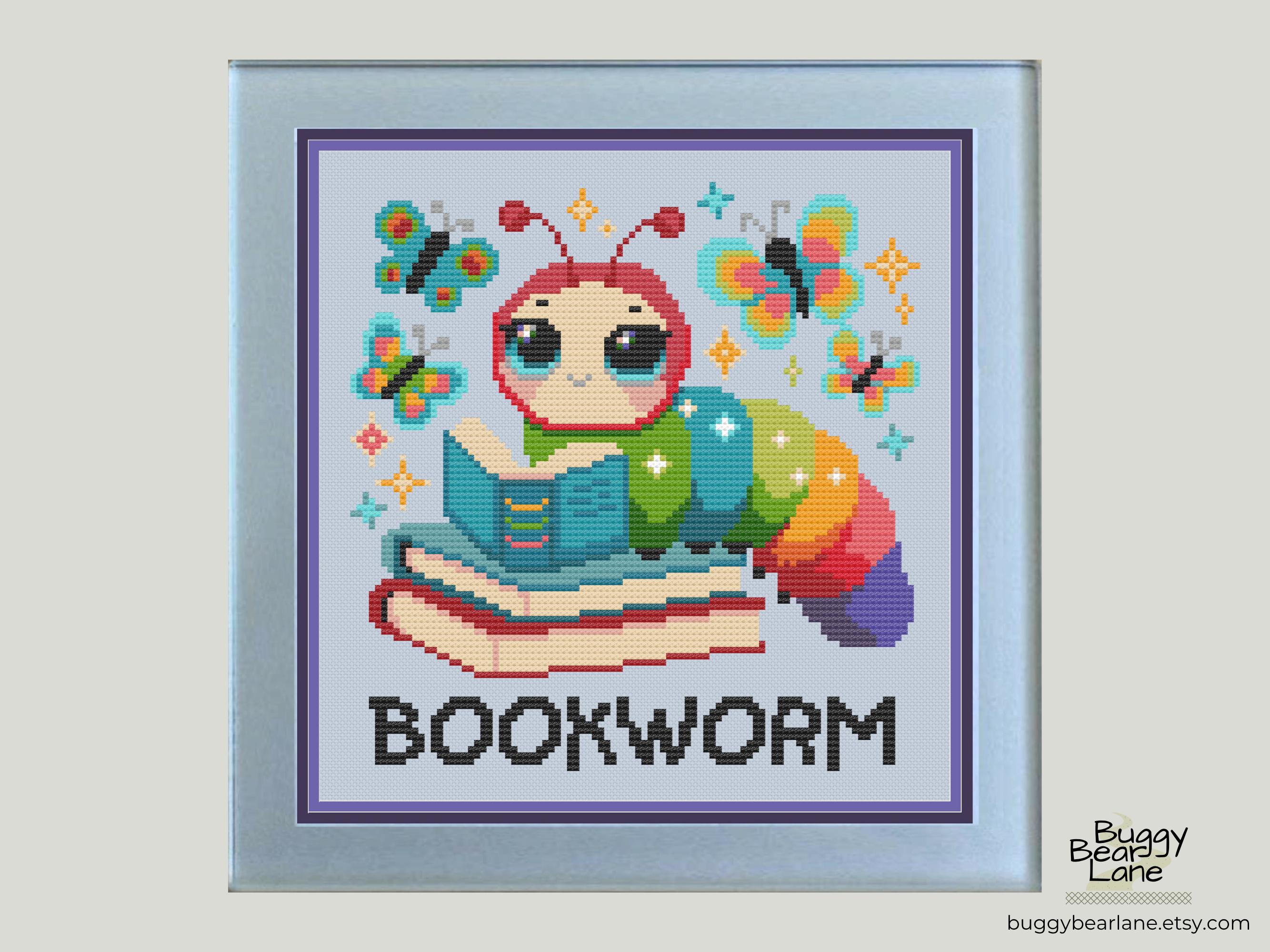 Bookworm Cross Stitch Pattern: Reading Nook Nursery Decor (PDF Download ...