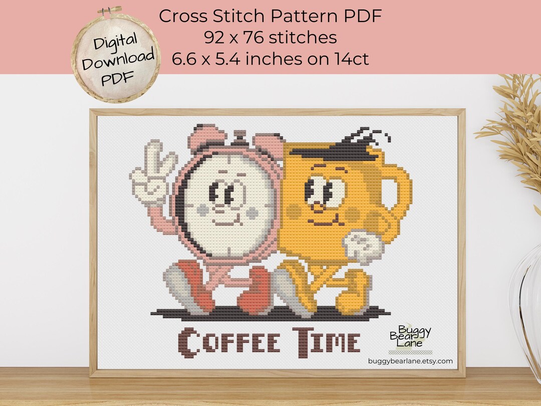 Retro Coffee Cross Stitch Pattern: Easy Beginner Design / PDF Download ...