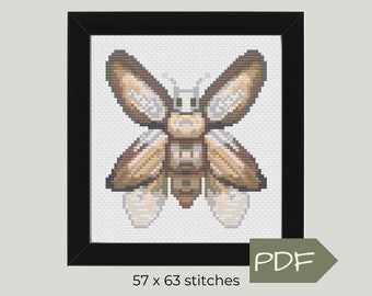 Moth Cross Stitch Pattern PDF, Easy Counted Cross Stitch, Cute Witchy Modern Insect Cross Stitch, Boho Needlepoint Embroidered Moth Gift