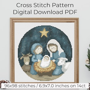 Nativity Cross Stitch Pattern: Christmas Manger Scene (PDF Download)