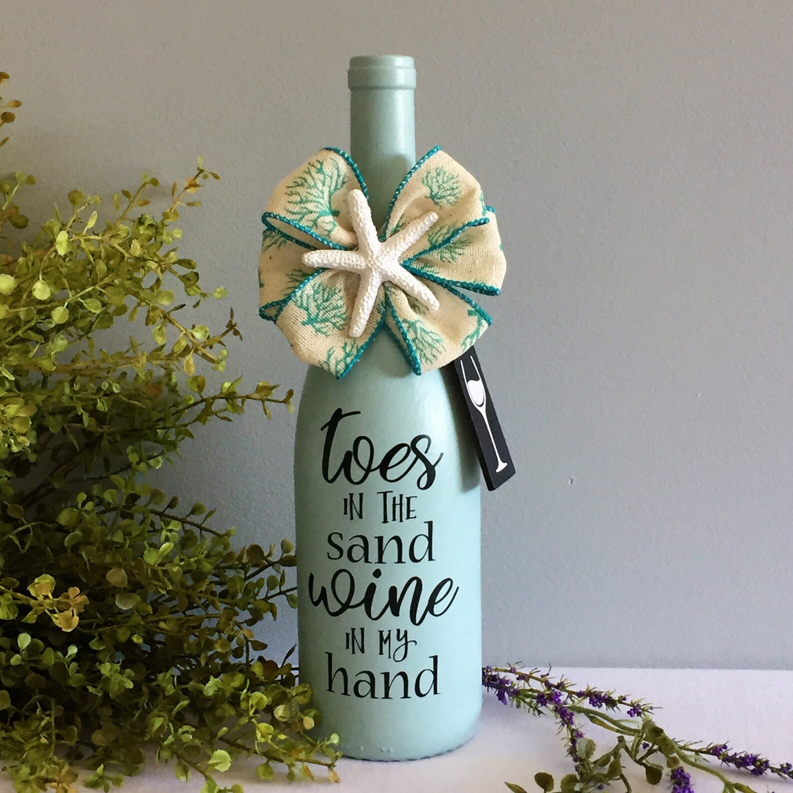 Beach Decor / Wine Bottle Decor / Toes in the Sand Wine in my Etsy