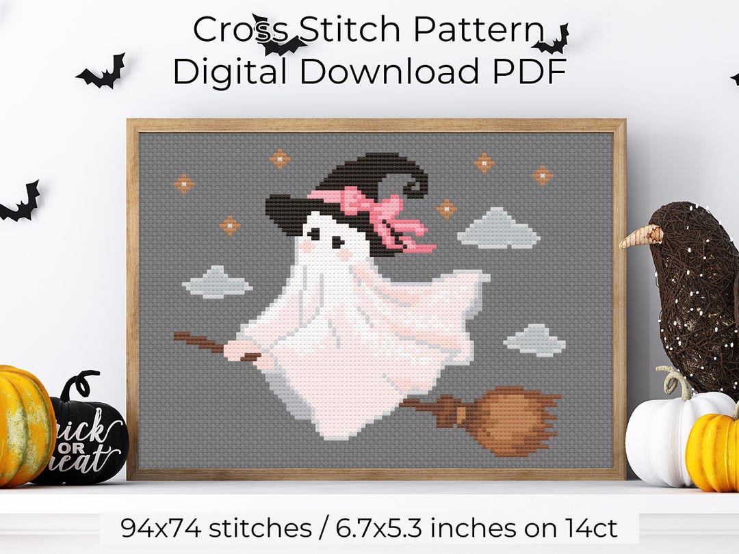 Cute Halloween Cross Stitch Pattern PDF Instant Digital Download ...