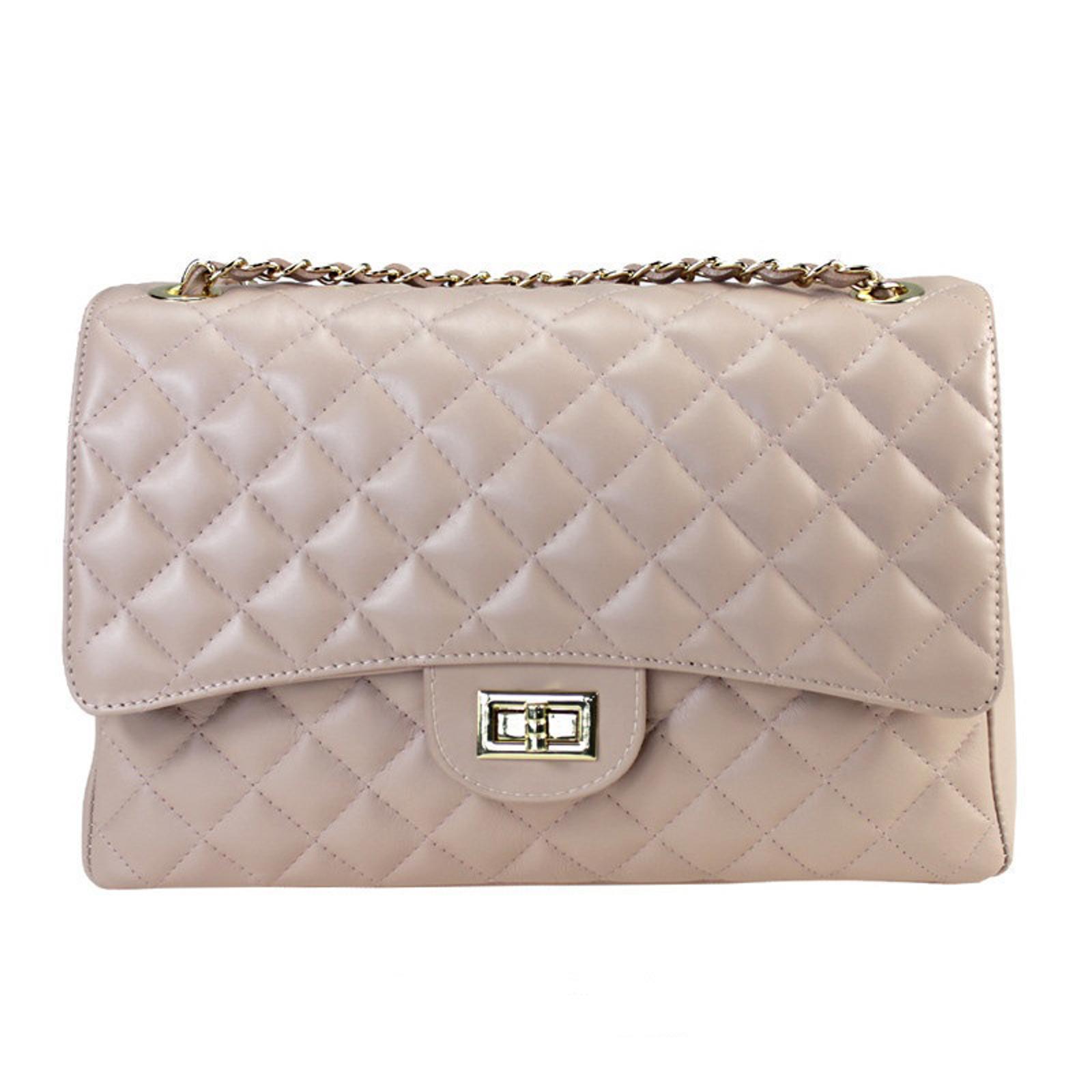 Quilted Powder Pink Genuine Italian Leather Handbag