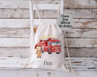 Bolsa de camión de bomberos, bolsa con cordón personalizada, bolsa de educación física para niños, bolsa infantil, bolsa de gimnasio personalizada, bolsa para kit de educación física, bolsa para guardería, bolsa de natación, bolsa para cochecito