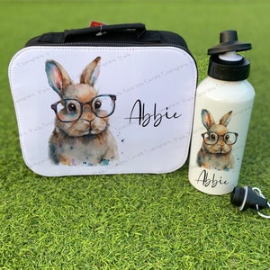 Personalised lunch bag, Bunny Lunch Set, Bunny Gift, Rabbit lunch box, back to school, girls lunch bag, personalised cooler bag, lunch box