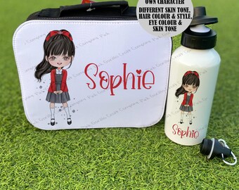 Bolsa de almuerzo personalizada, bolsa de almuerzo para colegiala, lonchera escolar, bolsa de almuerzo para uniforme rojo, lonchera para niñas, regreso a clases, bolsa de almuerzo escolar