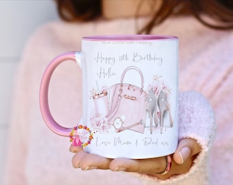 18th Mug, 21st mug, 30th Mug, Mug for her, Birthday for her, Pink Mug, Gift for her, Handbag gift, Personalised Mug, Female Birthday