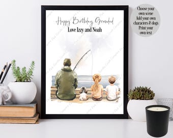 Impresión personalizada, Impresión de pesca, Retrato de pescador, Regalo de pesca, Regalo para papá, Regalo para abuelo, Pesca, Regalo de pescador, Pescador,