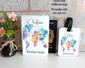 Passport Cover, Passport Holder, Personalised Passport Cover & Luggage Set, Custom Travel Gift, Honeymoon Gift, Adventure Gift, Travel Gift