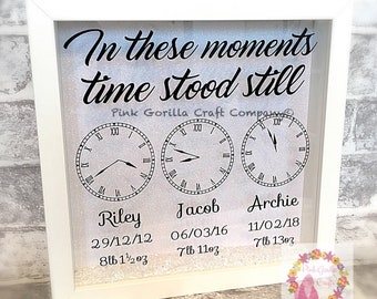 New Baby Frame, In these / this moment time stood still, Baby Frame, Baby Birth Announcement, Record of Birth, New baby gift