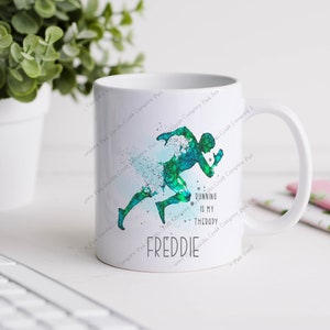 Personalised Mug, Runner mug, Personalised Runner, Running Man, Marathon Mug, Park Run Mug, Gift for him, Gift for dad, Gift for Runner