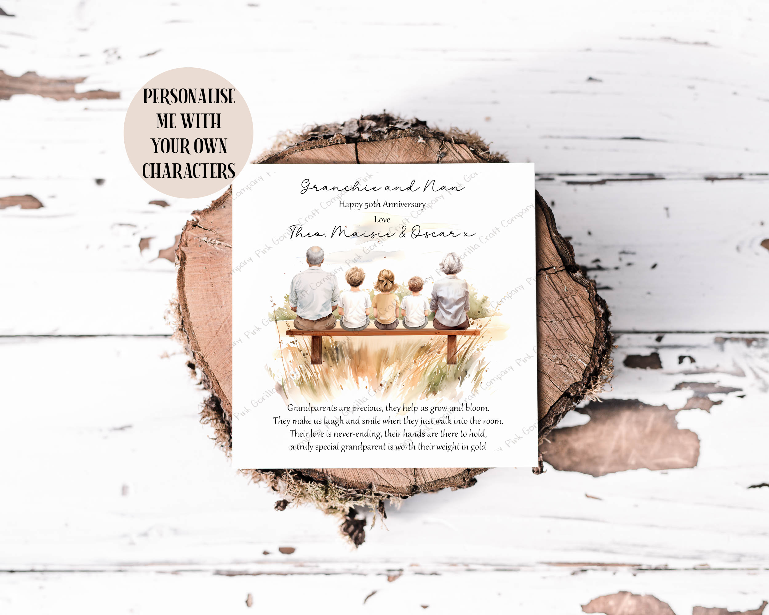 Birthday Card, Grandparent Greeting Card, Card for Nan, Card for her, Card for him, Grandad Card, Grandparents Card, Card from grandchildren