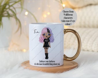 Gothic Mug, Mug for her, Goth Girl Mug, Gothic Girl, Gothic Character, Alternative Girl, Emo Girl Mug, Goth Girl, Punk Girl, Rocker Girl
