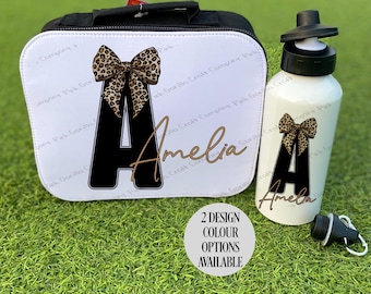 Personalised lunch bag, Girls Lunch Set, Bow Gift, Pink Bow lunch box, back to school, girls lunch bag, personalised cooler bag, lunch box