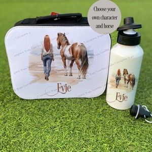 Personalised lunch bag, Horse Lunch Set, Horse Gift, Horse lunch box, back to school, girls lunch bag, personalised cooler bag, lunch box