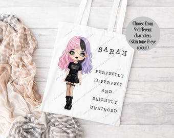 Personalised Tote Bag, Goth Girl Gift, Gothic Girl, Gothic Tote, Alternative Girl, Emo Girl Gift, Gift for Goth Girl, Punk Girl, Rocker Girl