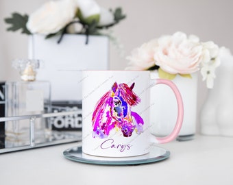 Horse Mug for her, Birthday for her, Horse Mug, Gift for her, Horse gift, Female Birthday, Watercolour Horse, Horse lover, Pony Mug for her