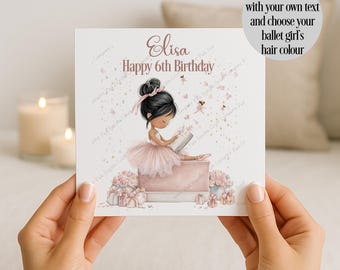 Tarjeta de bailarina de ballet, Tarjeta para niña, Tarjeta de felicitación, Tarjeta de bailarina de ballet, Tarjeta para bailarina, Tarjeta femenina, Tarjeta para ella, Tarjeta de ballet