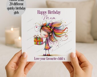 Tarjeta de cumpleaños para niña, tarjeta de cumpleaños original, tarjeta de niña divertida, tarjeta de niña fiestera. Tarjeta de cumpleaños para ella, tarjeta para mamá, tarjeta para la abuela.