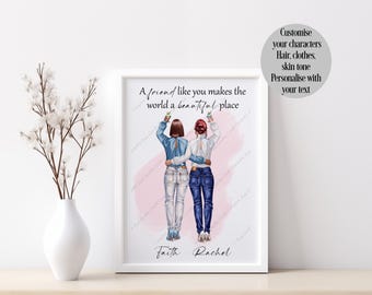 Personalised Print, Best Friend Print, Sisters Print, BFF Gift, Friendship Gift, Sister Gift, Bestie Gift, Gift for her, Friendship Gift
