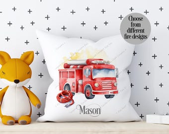 Cojín de camión de bomberos, almohada de camión de bomberos, regalo de camión de bomberos, camión de bomberos, regalo para niño pequeño, cojín para niños, regalo de camión de bomberos, tema de camión de bomberos