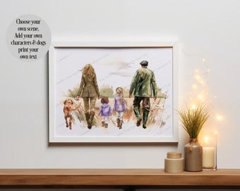 Personalised Print, Family Print, Family Portrait, Print for Family, Gift from Children, Housewarming Gift, Country Life Print, Countryside